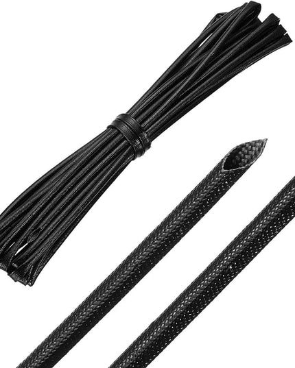 MECCANIXITY 20ft Braided Cable Sleeve, 1/8" ID 200C High Temperature 1500V Fiberglass Wire Insulation Cord Protector Organizer Wires Management for Motor Engine Fuel Line, Black