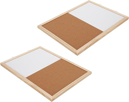 WALFRONT 2PCS Combination Bulletin Corkboard Whiteboard 30x40cm Magnetic Dry Erase Board and Cork Display Board for Home Office School Wall Organization