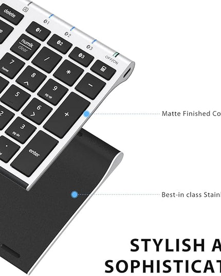 iClever BK10 Bluetooth Keyboard, Wireless Rechargeable Ultra-Slim Keyboard with Long Battery Life, Compatible with iOS, Android, Windows, Mac for iPad, Tablet, Laptop, PC, Phone (Silver Black)