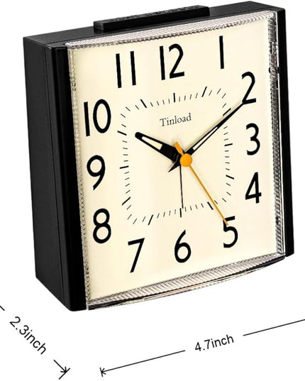 Tinload 4.7" Large Vintage Retro Analog Alarm Clock, Super Silent Non Ticking Clock with Manual Light, Snooze, Battery Operated, Simply Design, for Living Room, Bedroom, Bedside, Desk, Gift Clock