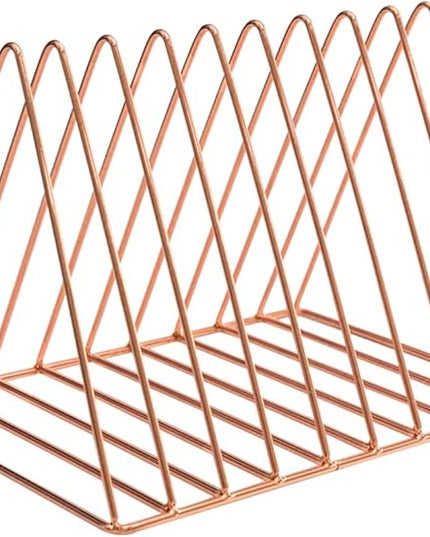 Sooyee 2 Pack 9 Slot Rose Gold Magazine Holder,Desktop File Sorter Organizer Triangle Bookshelf Decor Home Office