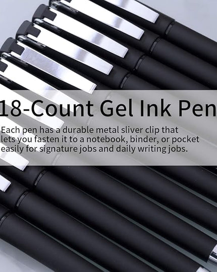 MiSiBao 0.5mm Black Ink Gel Ink Rollerball Pens 2 in 1 Medium Point Pens with Stylus Work Pen Smooth Writing for Office (Black Ink 18-pack 0.5mm Black)