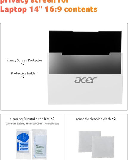 acer 2-Pack Laptop Privacy Screen - for Laptop 14 Inch 16:9, Magnetic & Removable Privacy Filter Shield, Anti-Glare Screen Protector, Dual-sided Monitor Shield, For HP, Dell and Other Major Brands