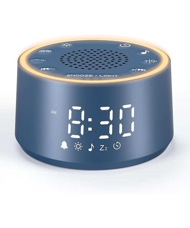 Dreamegg Sound Machine & Alarm Clock - White Noise Machine with 7 Wake-Up Sounds, 0-100% Dimmable, Night Light, Sound Machine for Sleeping, Office, Home, Travel Essentials Gift, Navy