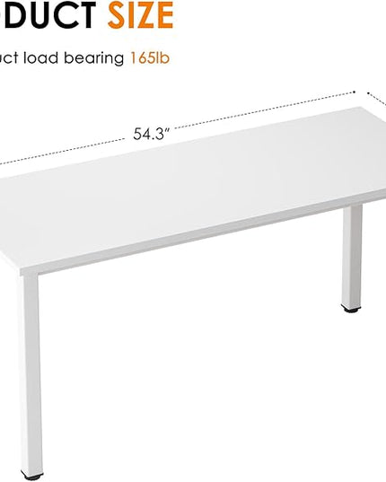Need 54.3 Inch Large Computer Desk, Modern Simple Style Desk for Home Office, Basic Writing Table for Study Student, White