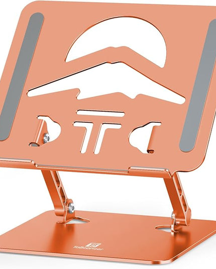 Laptop Stand, Ergonomic Adjustable Computer Stand for Collaborative Work, Foldable and Portable Heat Sink Computer Stands, Fits up to 15.6-inch Laptops (Orange)