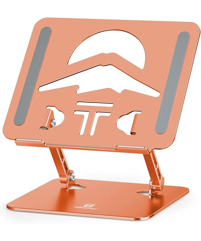 Laptop Stand, Ergonomic Adjustable Computer Stand for Collaborative Work, Foldable and Portable Heat Sink Computer Stands, Fits up to 15.6-inch Laptops (Orange)