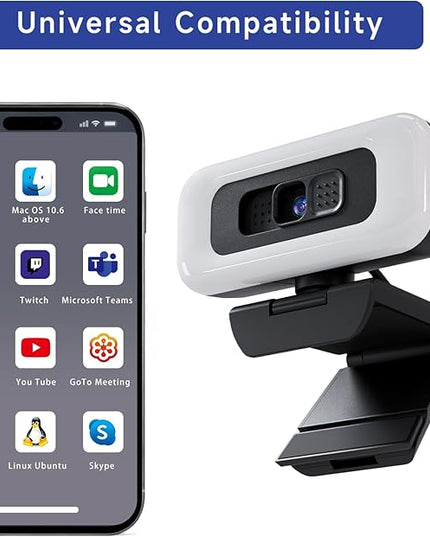Webcam for PC - PC Camera Webcam 1080P, Desktop Computer Web cam with Privacy Shutter and Tripod Autofocus, Dual Noise-USB Plug&Play,Cancelling Mics,Auto Light Correction,