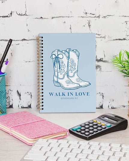 dvhdajed Western Cowgirl Spiral Notebook, Walk in Love Cowgirl Journal Notebooks, Western Preppy Spiral Journal for Girls Women, Cowgirls Office School Supplies Gifts, 5.5x8.3 In