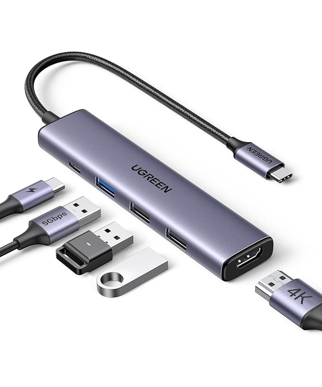 UGREEN USB C Hub 5 in 1 Multiport Adapter Revodok 105 4K HDMI, 100W Power Delivery, 3 USB-A Data Ports, USB C Dongle for MacBook Pro/Air, iPad Pro, iMac, iPhone 16 Pro/Pro Max, XPS, Thinkpad
