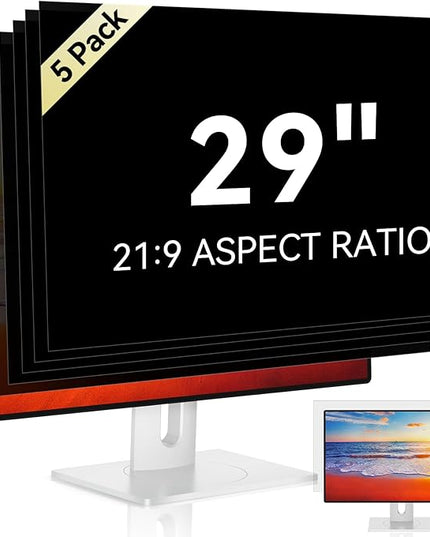 [5-Pack] 29 Inch Computer Privacy Screen for 21:9 Widescreen Monitor, Anti Glare Anti-UV Eye Protection Desktop PC LED Monitor Filter, Removable Anti-Scratch Screen Film 29in