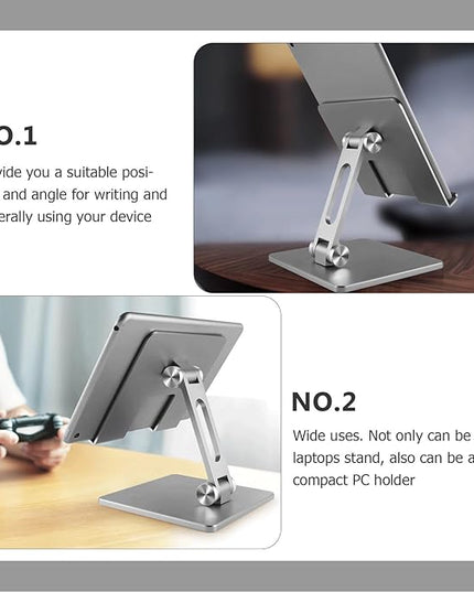 BESPORTBLE Aluminum Alloy Folding Laptop and Tablet Stand Portable Foldable Holder for Desk Use Compatible with Ipad and Notebooks Silver Gray