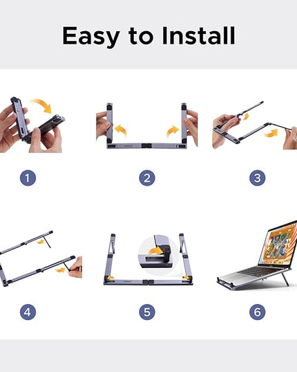UGREEN Portable Laptop Stand, Foldable & Compact Aluminum Computer Stand Holder for Desk, Adjustable Ergonomic Laptop Riser for MacBook, Travel-Friendly for 10-17 Inch Laptops