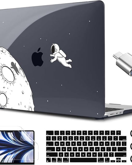 CISSOOK Case Compatible with MacBook Air 13.6 Inch 2022 2024 2025 Release Model A2681 M2 A3113 M3 A3240 M4 Astronaut, Clear Black Space Hard Shell with Keyboard Cover for MacBook Air 13.6", Astronaut