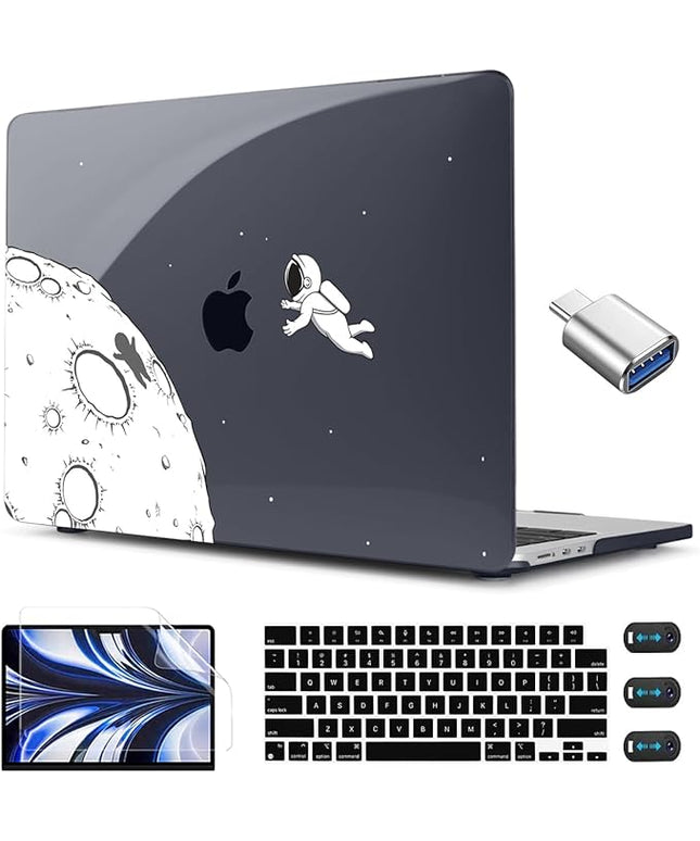 CISSOOK Case Compatible with MacBook Air 13.6 Inch 2022 2024 2025 Release Model A2681 M2 A3113 M3 A3240 M4 Astronaut, Clear Black Space Hard Shell with Keyboard Cover for MacBook Air 13.6", Astronaut