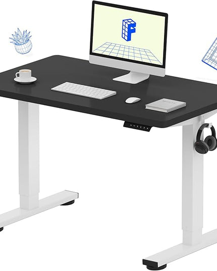 FLEXISPOT EN1 One-Piece Standing Desk with 1-Inch Thick Seamless Desktop, 40"x24" Electric Height Adjustable Desk for Home Office, Multi-Monitor Setups & Easy Assembly, Black