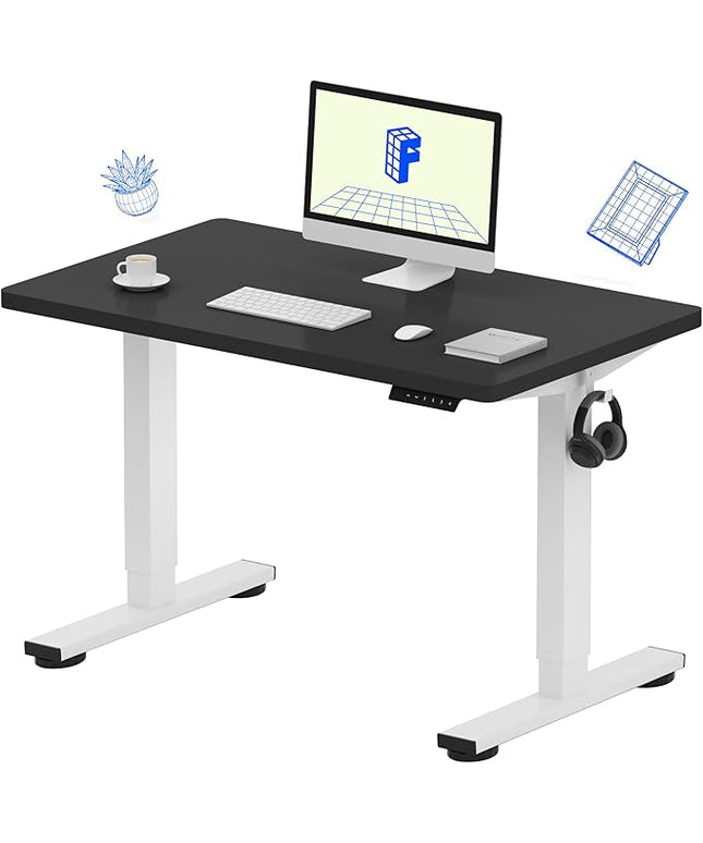 FLEXISPOT EN1 One-Piece Standing Desk with 1-Inch Thick Seamless Desktop, 40"x24" Electric Height Adjustable Desk for Home Office, Multi-Monitor Setups & Easy Assembly, Black