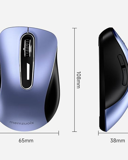 memzuoix 2.4G Wireless Mouse, 1400 DPI Mobile Optical Cordless Mouse with USB Receiver, Portable Computer Mice Wireless Mice for Laptop, PC, Desktop, MacBook, 5 Buttons (Navy Blue)