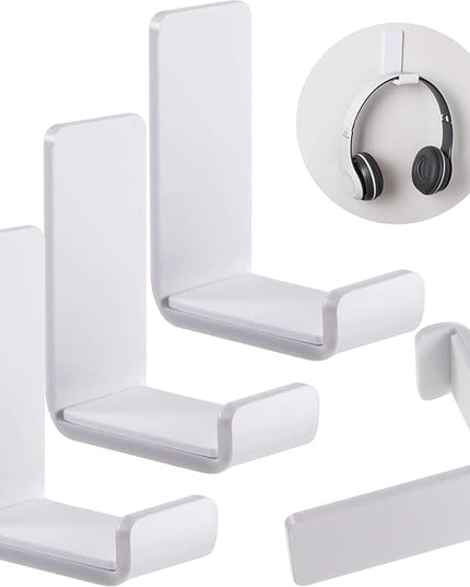 Weewooday 4 Pieces Headphone Hanger Holder Desk Adhesive Headphone Hook Wall Mount Headset Stand Acrylic Holder with Glues for General Purpose Game Earphone(White)