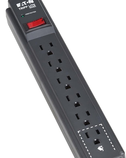 Eaton Tripp Lite Series 6-Outlet Surge Protector Power Strip, 3ft Extension Cord, 600 Joules, 15A Circuit Breaker, Black, Lifetime Manufacturer's Warranty & $10,000 Insurance (TLP63B)