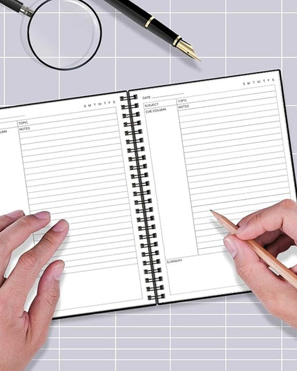 Yaridar A5 Cornell Notes Notebook - College Spiral Cornell Notebooks for Note Taking, Subject College Ruled Steno Pads for Office/School/Home, 5.8" x 8.5", Black
