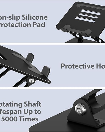 Adjustable Laptop Stand for Desk, Metal Foldable Laptop Riser Holder, Portable Desktop Book Stands, Ventilated Cooling Computer Notebook Stand Compatible with 10-15.6” Laptops