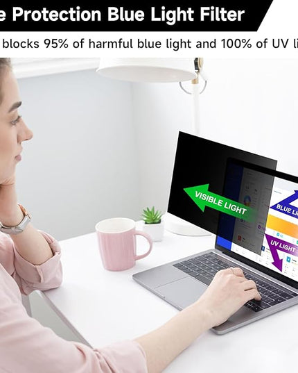 15.6 Inch 16:10 Laptop Privacy Screen Filter, Anti Blue Light Glare & Anti Scratch Computer Privacy Shield for 15" with 1920x1200 Aspect Ratio Laptop