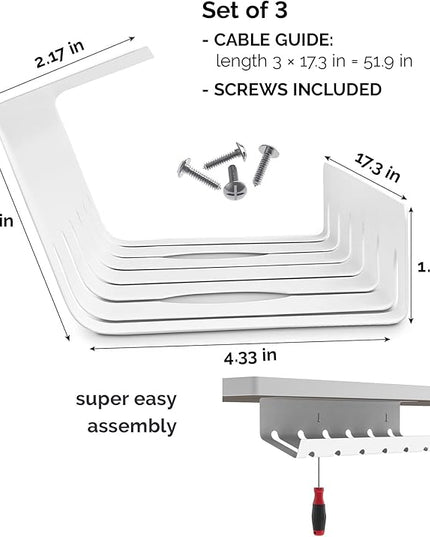 PAMO Cable Management Under Desk for Easy mounting Under-Table I Set of 3 - with 10X Cable Ties I Desk Organizer for Office/Home Office Table Thoughtful Cable Tray Holder