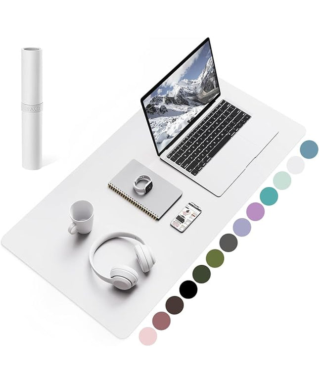 YSAGi Non-Slip Leather Desk Pad, Waterproof Laptop Computer Desk Keyboard Mat, Table Protector Blotter Mat, Large Mouse Pad for Office/Work/Home/Decor(White, 31.5" x 15.7")