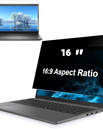 Hoktods 16 Inch 16:9 Laptop Privacy Screen Filter, Computer Monitor Privacy Shield, Anti Scratch Anti Spy Anti Glare Blue Light Screen Protector