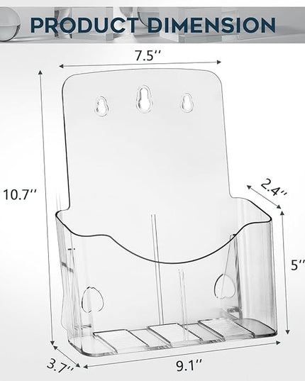 Acrylic Brochure Holder 8.5x11 Inches Slant Back Design, Clear Display Stand, Plastic Table Stand Sign Holder,Pamphlet Holder Flyer Holder, Acrylic Display Stand,for Office, Home, Store, 2 Pack