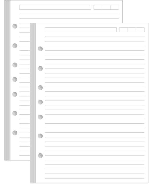 (2-Pack) Mini Binder Lined Paper for 3 or 7 Ring Binders - 200 Sheets/400 Pages Paper Refills, 100gsm, 5.8" x 8.5"