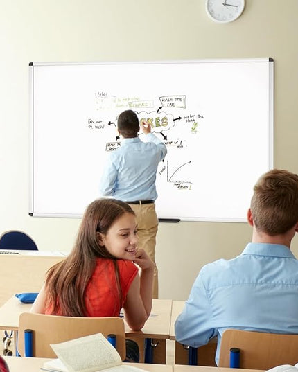 VIZ-PRO Dry Erase Board/Magnetic Whiteboard, 60 x 36 Inches, Large Wall Mounted Board for School Office and Home 5' x 3'