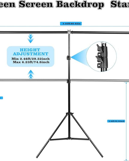 Green Screen Backdrop Kit with Stand - 6.5x5 Ft Portable Green Screen & Adjustable Backdrop Stand for Streaming, Photography, Gaming, Zoom (Includes 4 Clips & Carrying Case)