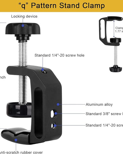 Mippko iPhone Mount for Desk/Table/Rod/Kitchen Cabinet,360°Adjustable Aluminum Alloy Phone Stand,Clip Holder Compatible with 3.5~7.5" iPhone/Nexus/HTC/Huawei/Smartphone