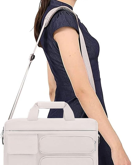 MOSISO Laptop Shoulder Bag 15.6 inch, 15-15.6 inch Computer Bag Compatible with MacBook Pro 16 inch, HP, Dell, Lenovo, Notebook with 2 Raised&1 Flapover&1 Horizontal Pocket&Handle&Belt, Stone Gray