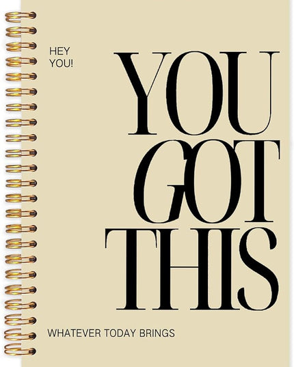 Yhtrg You Got This Inspirational Notebooks Journal, Brown Motivational Spiral Journal Notebook for Women, Brown Motivational Positive Notebooks for Office School Supplies, 5.5x8.3 Inch