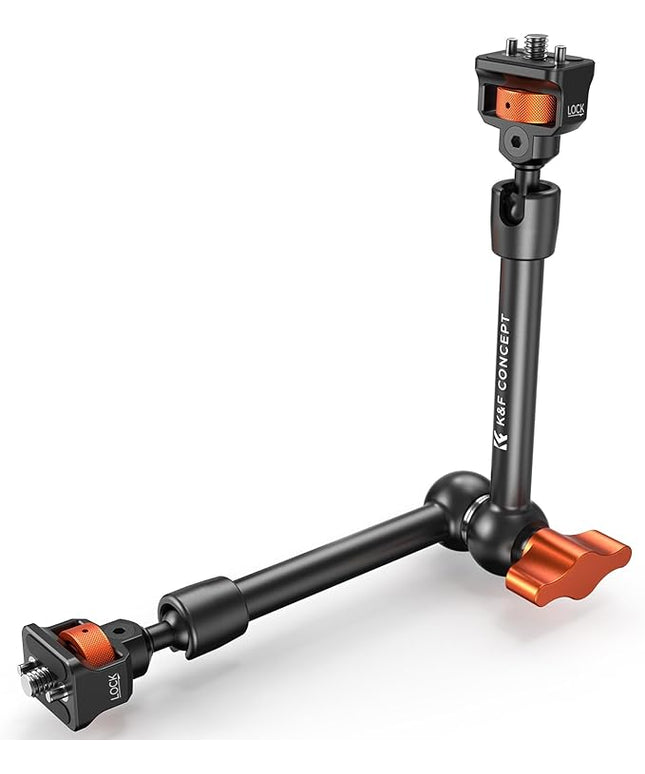 K&F CONCEPT 11" Magic Arm 1/4" Screw 360° Ball Heads Articulating Friction Camera Arm Mount for Monitor, LED Light, Webcam, Microphone, Camera Cage
