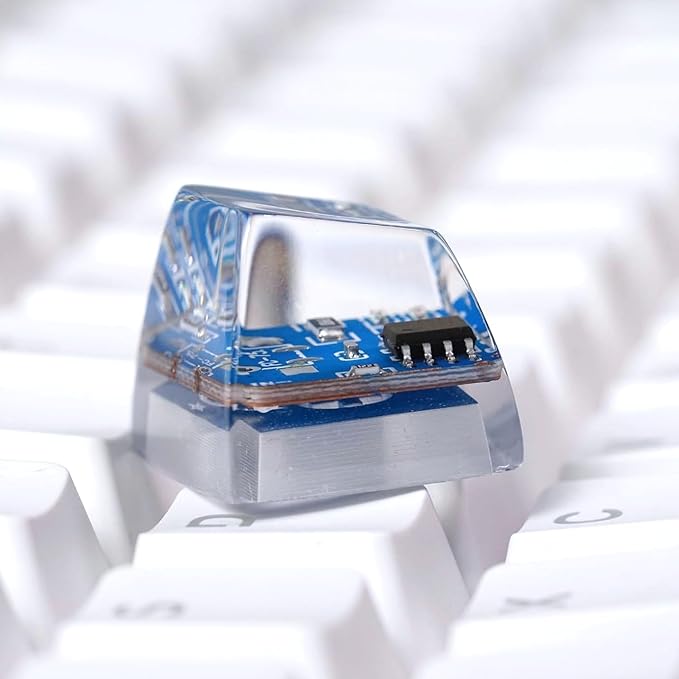 Blue Circuit Board Artisan Keycap R1 SA Profile Custom Keycaps 1U ESC Handmade Gaming Resin Key Cap Cherry MX Switch Compatible Mechanical Keyboard Tech Lover Gift