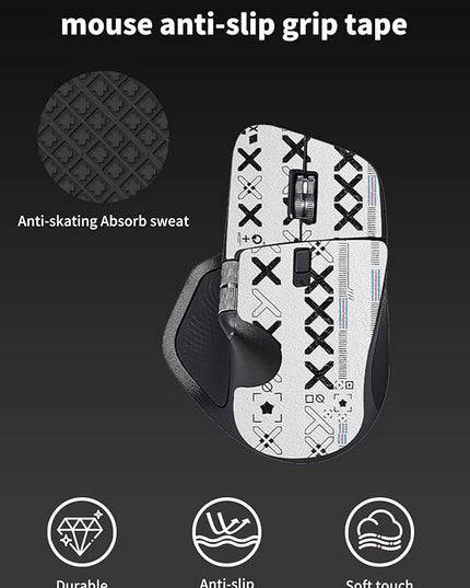 Mouse Grip Tape Full Coverage for Logitech MX Master 4 Wireless Gaming Mouse,Self-Adhesive PreCut Sweat-Resistant Professional Mice Upgrade Kit - White