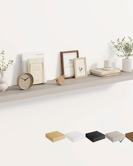 Dreamland 55 Inches Floating Shelves for Wall, 8" Deep Long Floating Shelves Set of 1, Large Display & Storage Shelf, Wall Shelf for Bathroom Bedroom Living Room Kitchen Office, Grey