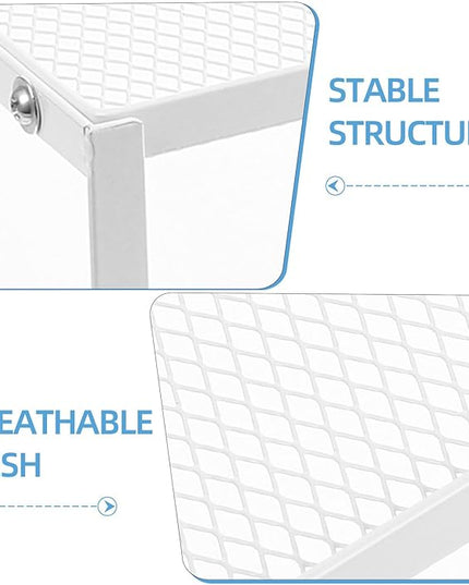 Computer Monitor Stand Riser and Laptop Stable Base for Office Desk, Removable Single-Layer White Metal Table Riser for Monitor Elevation and Workspace Organization