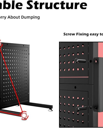 Metal Pegboard Shelf - Peg Board Display Wall Mount with 24 Hooks, 12.5x32.8 In Portable Garage Desktop Pegboard Organizer Retail Display Rack For Jewelry Hair Accessories, Mobile Phone Shop/Black