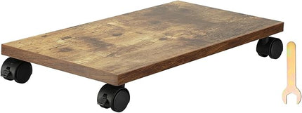 PATIKIL 8x16in PC Stand, Computer Tower Stand Wood CPU PC Holder Under Desk Mobile Cart 4 Caster Wheel for Floor Carpet Tower ATX Case Printer Potted Planter UPS Power Station, Brown