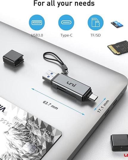 uni SD Card Reader, High-Speed USB C to Micro SD Card Adapter USB 3.0 Dual Slots, Memory Card Reader for SD/Micro SD/SDHC/SDXC/MMC, Compatible with MacBook Pro/Air, Chromebook, Android Galaxy