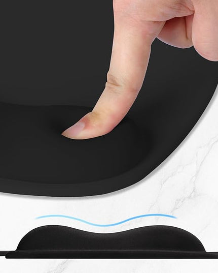 ITNRSIIET Ergonomic Mouse Pad, Cushioned Gel Wrist Rest, Non-Slip Base, Smooth Surface, Cute Multi-Color, 9.5 x 8.2 in, Black