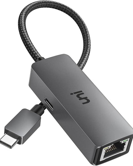 uni USB C to Ethernet Adapter with 100W Charging Port, RJ45 to USB C 1Gbps Type-C Gigabit Ethernet LAN Network Adapter Power Delivery PD for Laptop, MacBook Pro/Air, Dell XPS, Chromebook, Surface book