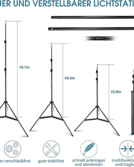 Photo Video Studio 10x7Ft (WxH) Adjustable Background Stand Backdrop Support System Kit with Carry Bag