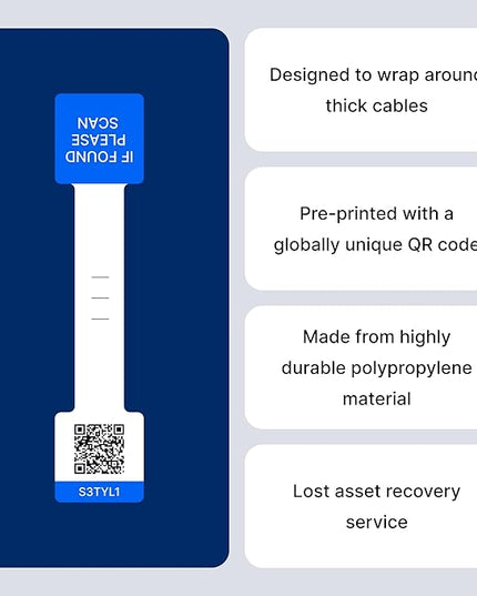 Cable Labels for Thick Cables - 100 Pack Heavy Duty Wrap-Around QR Code Stickers - Asset Tags for IT Cable Management