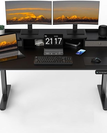 63 x 30 Inch Electric Standing Desk with 2 Drawers, Adjustable Height Widened Stand Up Desk with Storage, Sit to Stand Ergonomic Workstation for Home Office, Classic Black